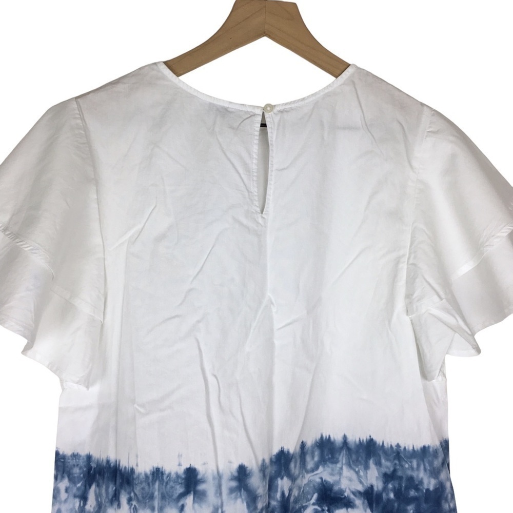 CROWN & IVY Top Blouse Tie Dye Ruffle Flutter Sleeves Fall Bloom Size Medium - Picture 5 of 9